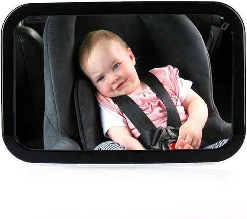 Baby Car Mirror - Upgraded Car Mirror for Baby Acrylic Large Convex Mirror Double Strap Baby Mirror for Car with Free Rotation In 360 Degrees Car Seat Mirror Ensure Travel Safety in Saudi Arabia
