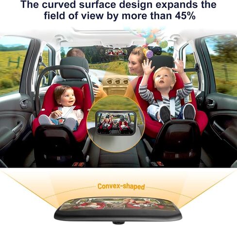 Baby Car Mirror - Upgraded Car Mirror for Baby Acrylic Large Convex Mirror Double Strap Baby Mirror for Car with Free Rotation In 360 Degrees Car Seat Mirror Ensure Travel Safety in Saudi Arabia
