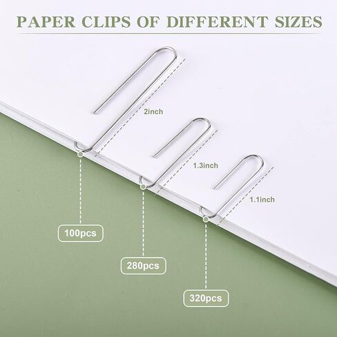 Jumbo Paper Clips, Paper Clips Assorted Size, Paperclips, Large Paper Clips, Paperclips Office, Small Paper Clips, Paperclips Medium Size, 700pcs, Silver in Kuwait