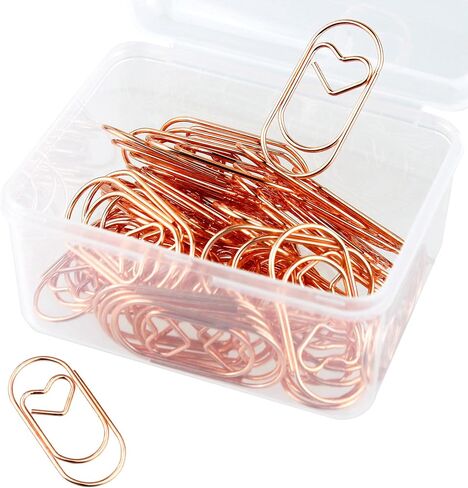 200 Pcs Cute Heart Paper Clips Small Mini Paperclips Smooth Finish Tiny Clips for Paper Non Skid, Funny Stainless Steel Fancy Paper Clips Shapes Office Supplies (Gold) in Saudi Arabia
