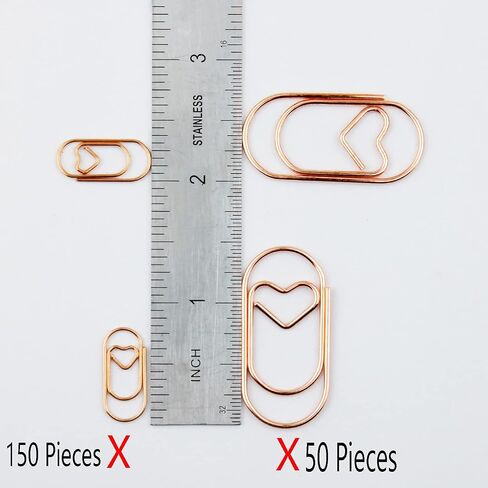 200 Pcs Cute Heart Paper Clips Small Mini Paperclips Smooth Finish Tiny Clips for Paper Non Skid, Funny Stainless Steel Fancy Paper Clips Shapes Office Supplies (Gold) in Saudi Arabia