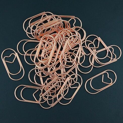 200 Pcs Cute Heart Paper Clips Small Mini Paperclips Smooth Finish Tiny Clips for Paper Non Skid, Funny Stainless Steel Fancy Paper Clips Shapes Office Supplies (Gold) in Saudi Arabia