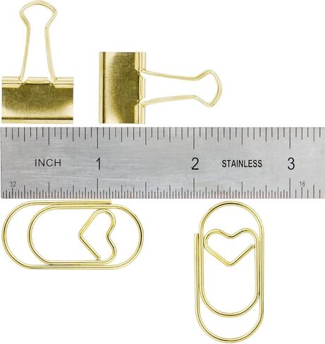 200 Pcs Cute Heart Paper Clips Small Mini Paperclips Smooth Finish Tiny Clips for Paper Non Skid, Funny Stainless Steel Fancy Paper Clips Shapes Office Supplies (Gold) in Saudi Arabia