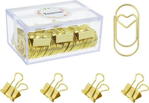 200 Pcs Cute Heart Paper Clips Small Mini Paperclips Smooth Finish Tiny Clips for Paper Non Skid, Funny Stainless Steel Fancy Paper Clips Shapes Office Supplies (Gold) in Saudi Arabia