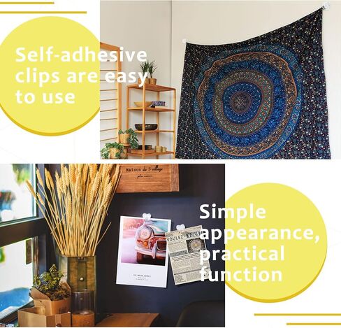 20 Pieces Self Adhesive Wall Clips for Tapestry Photo Paper Flag Hanger Clips Double Sided Adhesive Spring Clips for Home Office in Saudi Arabia