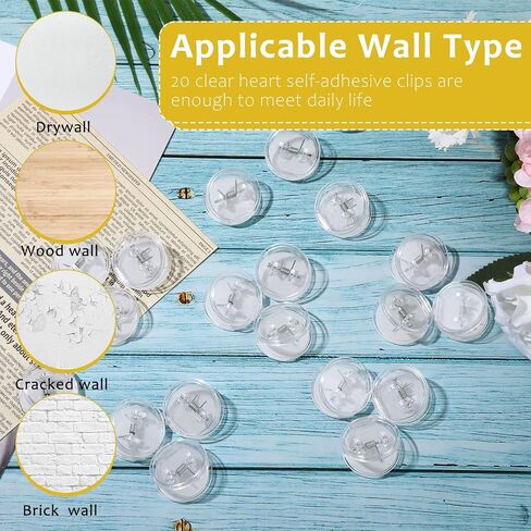 20 Pieces Self Adhesive Wall Clips for Tapestry Photo Paper Flag Hanger Clips Double Sided Adhesive Spring Clips for Home Office in Saudi Arabia