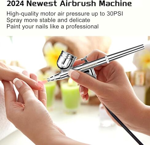 مجموعة فرش الهواء Gocheer 30PSI مع ضاغط مزدوج الحركة، مجموعة فرش هوائية صغيرة، مجموعة مسدس البخاخة مع فوهة 0.2/0.3/0.5 مم، مجموعة مسدس البخاخة متعددة الوظائف لطلاء فنون الماكياج، وحرف تزيين الكيك in Kuwait