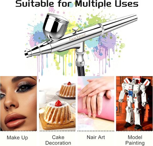 مجموعة فرش الهواء Gocheer 30PSI مع ضاغط مزدوج الحركة، مجموعة فرش هوائية صغيرة، مجموعة مسدس البخاخة مع فوهة 0.2/0.3/0.5 مم، مجموعة مسدس البخاخة متعددة الوظائف لطلاء فنون الماكياج، وحرف تزيين الكيك in Kuwait