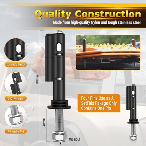 Mounting Pins for Recovery Boards, Lockable Design Traction Boards Mounting Pins, Theftproof Safety Kits, Safe Mount Pins Fit for MaxTrax MKII Recovery Boards, Includes One Pack Only in Kuwait