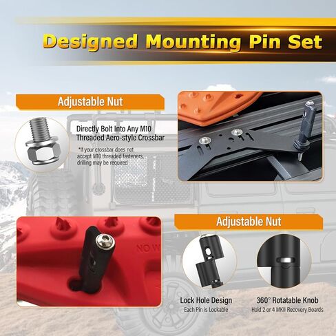 Mounting Pins for Recovery Boards, Lockable Design Traction Boards Mounting Pins, Theftproof Safety Kits, Safe Mount Pins Fit for MaxTrax MKII Recovery Boards, Includes One Pack Only in Kuwait