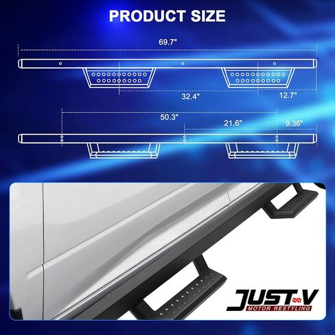 استبدال لوحات الجري لسيارة Ford Bronco 2021 2022 2023 ذات 4 أبواب SUV (ليست للرياضة) خطوات جانبية سوداء ذات ملمس رملي مزدوج، قضبان جانبية شديدة التحمل منسدلة من Nerf in Kuwait