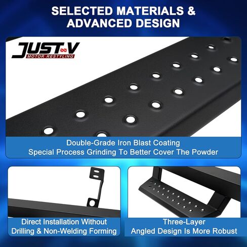 استبدال لوحات الجري لسيارة Ford Bronco 2021 2022 2023 ذات 4 أبواب SUV (ليست للرياضة) خطوات جانبية سوداء ذات ملمس رملي مزدوج، قضبان جانبية شديدة التحمل منسدلة من Nerf in Kuwait
