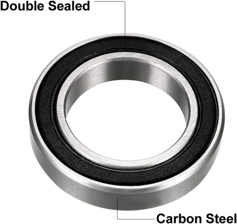 uxcell 6802-2RS Deep Groove Ball Bearing Double Sealed 1180802, 15mm x 24mm x 5mm Carbon Steel Bearings (Pack of 8) in Saudi Arabia