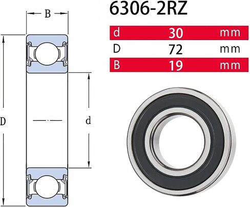 6306-2RZ Bearings, 30x72x19mm Ball Bearing 6306RZ Double Rubber Sealed Shielded Bearing ID 30mm, OD 72mm, Thickness 19mm Ball Bearing, Professional High-Speed Deep Groove Ball Precision Motor Bearings in Saudi Arabia