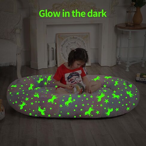 Gaint Human Dog Bed for Adults, Calming Dog Bed Fits Pet Families with Fluffy Blanket and Pillow, Oval Anti-Anxiety Bean Bag Dog Bed, Brown in Saudi Arabia