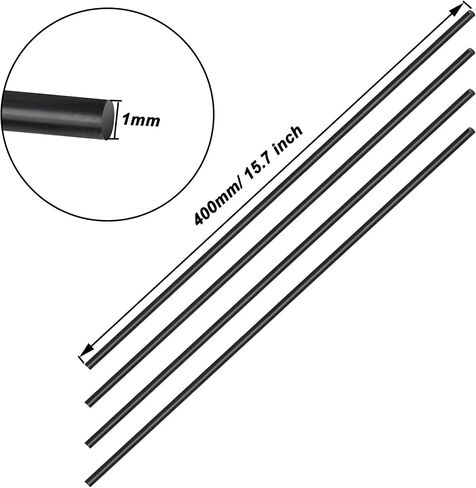 Carbon Fiber Rod, 10 Pieces 400mmX 1mm Carbon Fiber Matte Pole for Model Airplane Kites DIY Craft in Saudi Arabia
