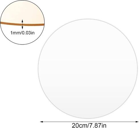 DARENYI Clear Acrylic Sheets, 8 inch Dia 0.04' Thick Plexiglass Sheets, Round Acrylic Boards Plexiglass Panels Transparent Acrylic Disc Disks for DIY Craft Project Sign, Pack of 10 in Kuwait