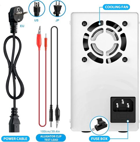 مصدر طاقة تيار مستمر متغير 120 فولت 3 أمبير مع مفتاح إخراج، مصدر طاقة منضدة تبديل منظم قابل للتعديل مع شاشة عرض طاقة LED مكونة من 4 أرقام، واجهة USB 5 فولت/2 أمبير، مقبض ضبط التشفير الدقيق in Kuwait