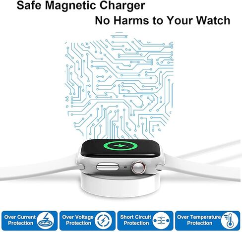 1.5 متر - شاحن سريع لساعة Apple، كابل شحن مغناطيسي لساعة Apple معتمد من MFi (جديد 2024) سلك كابل شحن لاسلكي مغناطيسي سريع محمول متوافق مع Apple Watch Series 9 8 7 6 SE 5 4 3 2 1 in Kuwait