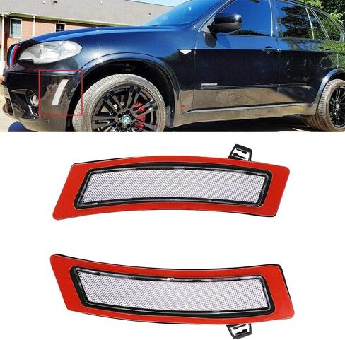 Bright-TECH Series Amber Lens Clip On Skull Front Bumper Side Marker Replacement Reflector Kit Designed For E70 X5 LCI FACELIFT OEM#63147274433 in Saudi Arabia