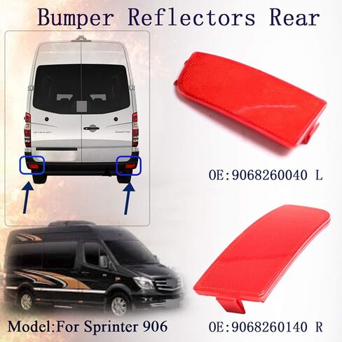 Rear Red Bumper Reflectors Kit Cover Left Right for Dodge Freightliner Sprinter 906 2500 3500 VW Crafter 2E 2006-2021 9068260040 9068260140 in Saudi Arabia