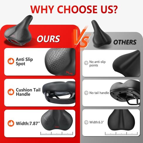 مقعد الدراجة I مقعد الدراجة للرجال والنساء، سرج دراجة مقاوم للماء مع مقبض I تمرين مقعد الدراجة لتمارين Peloton Echelon BMX، MTB ودراجات الطريق in Kuwait