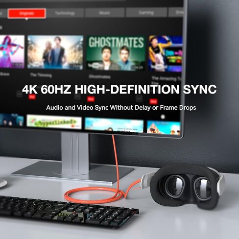 13FT Link Cable for Meta Quest 3/2/Pro Headset Accessories, Thunderbolt 4.0 USB3.2 High Speed Data Transfer, PD100w 3A Fast Charging Cable Type C to C for Oculus Quest 3 Steam VR, Gaming PC in Kuwait
