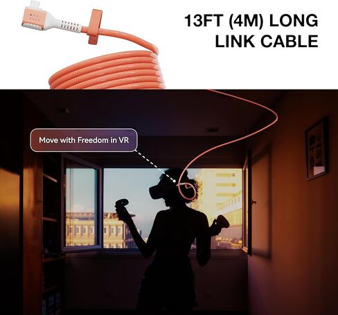 13FT Link Cable for Meta Quest 3/2/Pro Headset Accessories, Thunderbolt 4.0 USB3.2 High Speed Data Transfer, PD100w 3A Fast Charging Cable Type C to C for Oculus Quest 3 Steam VR, Gaming PC in Kuwait