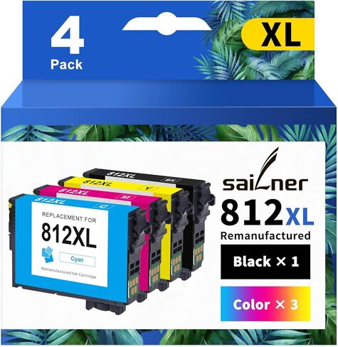 خراطيش الحبر SAILNER 812XL 812 استبدال خرطوشة الحبر المعاد تصنيعها لحزمة التحرير والسرد لخراطيش الحبر Epson 812XL لطابعة WF-7840 WF-7820 WF-7310 EC-C7000 لطابعة Epson 812XL in Kuwait