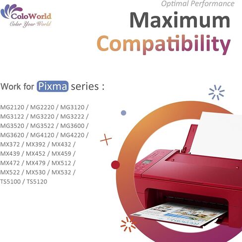 استبدال خرطوشة الحبر المعاد تصنيعها من ColoWorld لـ Canon 240 PG-240XL لطابعة Pixma MG3620 MG3600 MX452 MG2120 MG3520 MX472 MG3220 MX432 MG2220 MX512 MG3122 MG3222 MG3120 (1 أسود) in Kuwait
