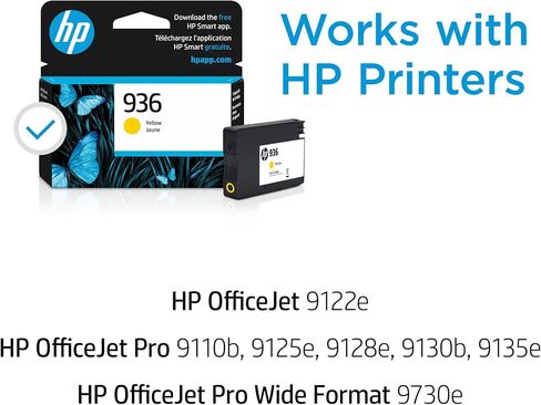 خرطوشة حبر HP 936 صفراء | يعمل سلسلة OfficeJet 9120، سلسلة OfficeJet Pro 9110، 9120، 9130، سلسلة OfficeJet Pro Wide Format 9730 | مؤهلة للحصول على الحبر الفوري | 4S6V1LN in Kuwait