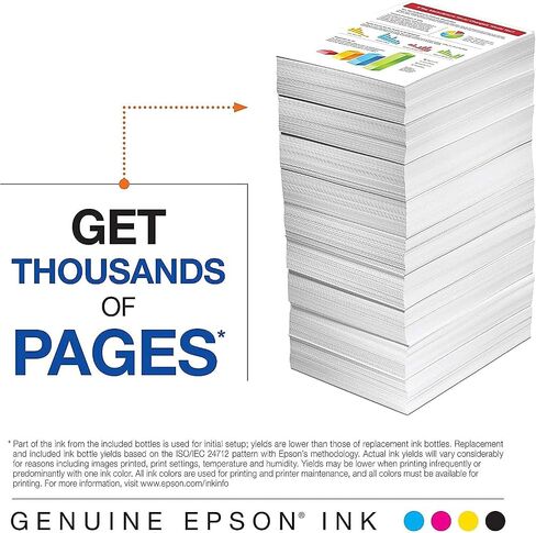 زجاجة حبر EPSON 542 EcoTank فائقة السعة باللون الأصفر (T542420-S) تعمل مع EcoTank Pro ET-5150، ET-5170، ET-5180، ET-5800، ET-5850، ET-5880، ET-16600، ET-16650 in Kuwait