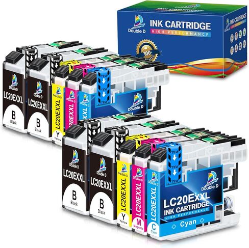 DOUBLE D Upgraded LC20E Compatible Replacement for Brother LC20E LC-20E XXL Ink Cartridges for Brother MFC-J985DW J775DW J5920DW J985DWXL Printer (4BK+2C+2M+2Y) 10 Pack-Updated Version in Saudi Arabia