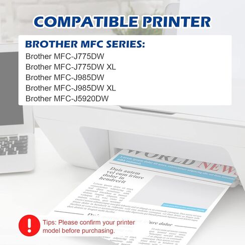 بديل متوافق مع LC20E مزدوج D لخراطيش الحبر Brother LC20E LC-20E XXL لطابعة Brother MFC-J985DW J775DW J5920DW J985DWXL (4BK+2C+2M+2Y) إصدار محدث من 10 عبوات in Kuwait