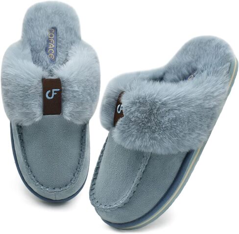 COFACE Womens Fluffy Slippers with Cozy Memory Foam Ladies Fuzzy House Slippers Warm Plush Fur Lined Slip on Arch Support Slippers Indoor Outdoor in Saudi Arabia