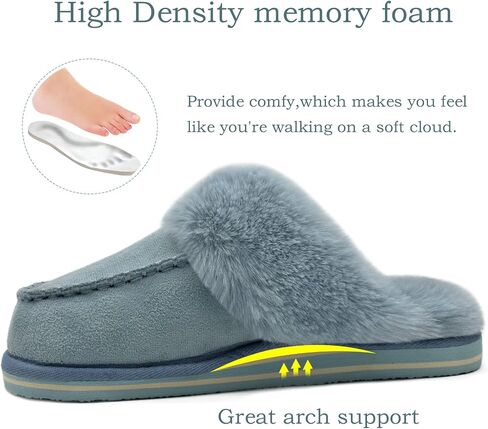 COFACE Womens Fluffy Slippers with Cozy Memory Foam Ladies Fuzzy House Slippers Warm Plush Fur Lined Slip on Arch Support Slippers Indoor Outdoor in Saudi Arabia