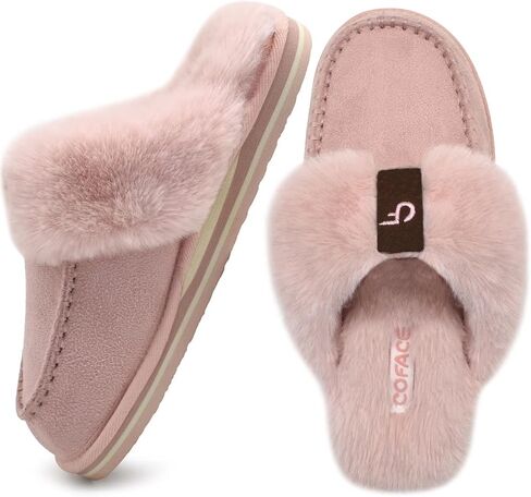 COFACE Womens Fluffy Slippers with Cozy Memory Foam Ladies Fuzzy House Slippers Warm Plush Fur Lined Slip on Arch Support Slippers Indoor Outdoor in Saudi Arabia