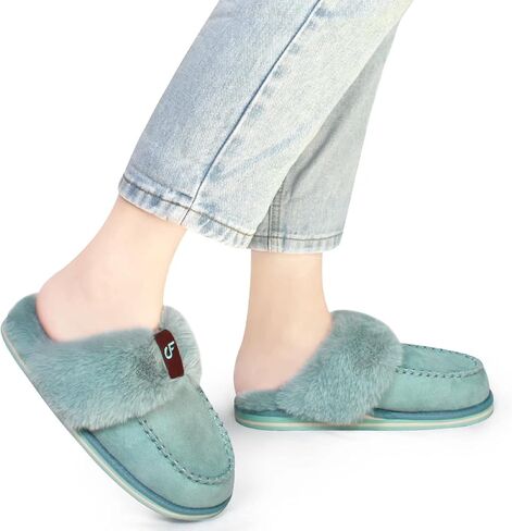 COFACE Womens Fluffy Slippers with Cozy Memory Foam Ladies Fuzzy House Slippers Warm Plush Fur Lined Slip on Arch Support Slippers Indoor Outdoor in Saudi Arabia
