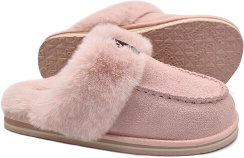 COFACE Womens Fluffy Slippers with Cozy Memory Foam Ladies Fuzzy House Slippers Warm Plush Fur Lined Slip on Arch Support Slippers Indoor Outdoor in Saudi Arabia