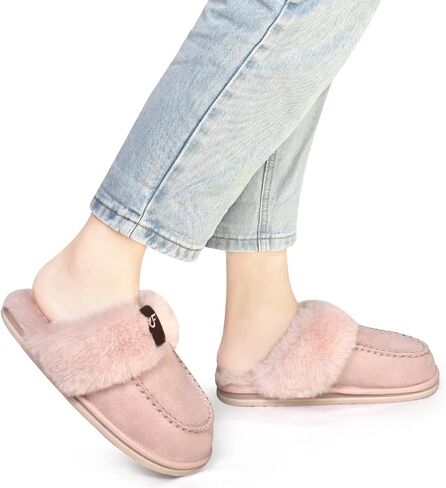 COFACE Womens Fluffy Slippers with Cozy Memory Foam Ladies Fuzzy House Slippers Warm Plush Fur Lined Slip on Arch Support Slippers Indoor Outdoor in Saudi Arabia