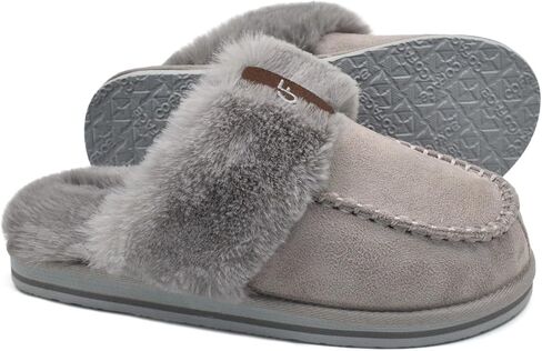 شباشب نسائية منفوش من COFACE مع شبشب منزلي مريح من الإسفنج الذكي للسيدات مبطن بالفرو المخملي سهل الارتداء ودعم القوس في الأماكن المغلقة والخارجية in Kuwait