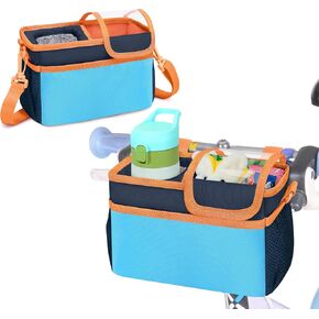 Kids Bike Basket Front, Scooter Bag, Cute Bicycle Accessories with Insulated Cup Holder for Boys Girls Children, Fit Most Handlebar, Tricycle, with Detachable Shoulder Strap in Saudi Arabia
