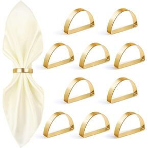 Gold Napkin Rings Set of 8, Stainless Steel Metal Gold Napkin Holder, Fall Thanksgiving Christmas Easter Napkins Rings for Table Decor Wedding, Banquet, Party in Kuwait