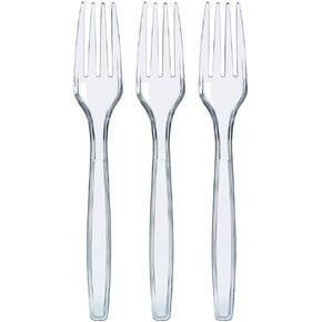 Prestee 300 عدد الشوكات البلاستيكية التي يمكن التخلص منها - مجموعة كبيرة من أدوات الفضة البلاستيكية - شوكات البلاستيك الثقيلة - أواني واضحة لحفلات الزفاف الأطراف الشواء - أدوات طاولة أنيقة وقوية in Kuwait