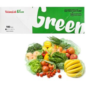 Green Food Storage Bags - 9.84" & 14.56" Sizes, 200 Bags, Keep Fresh Produce, Eco-Friendly, BPA FREE, HDPE in Saudi Arabia