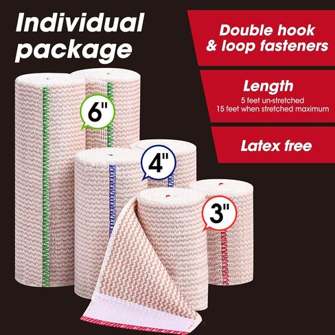 6 Pack Premium Elastic Bandage Wrap(2x2, 2x3, 2x4), Compression Bandage Wrap, Lymphedema Wraps for Legs, Ankle, Knee, Tummy in Saudi Arabia