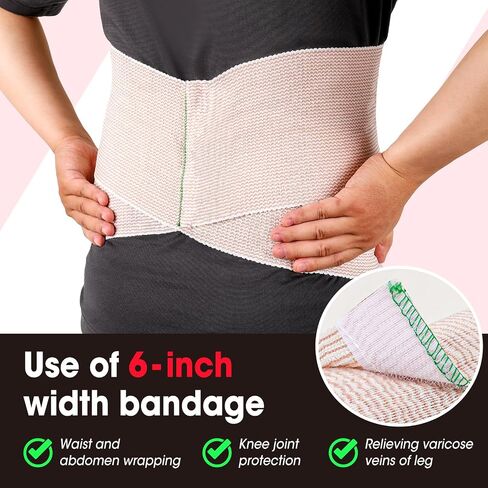 6 Pack Premium Elastic Bandage Wrap(2x2, 2x3, 2x4), Compression Bandage Wrap, Lymphedema Wraps for Legs, Ankle, Knee, Tummy in Saudi Arabia