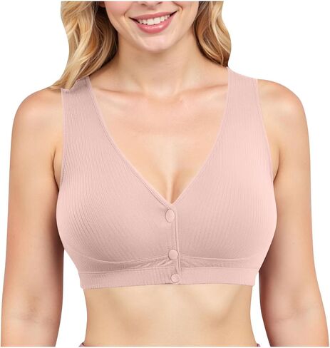 Plus Size Bras for Women,Front Closure Cotton No Underwire Bras V Neck Push Up Bra Soft Comfort Everyday Bralette in Saudi Arabia