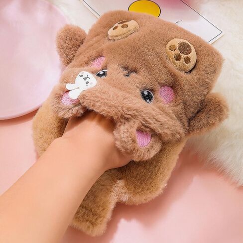 Hot Water Bottle with Cover, Hot Water Bottle with Cute Plush Cover, Super Soft Plush Cover for Pain Relief Headaches Cramps and Winter Warmth in Saudi Arabia