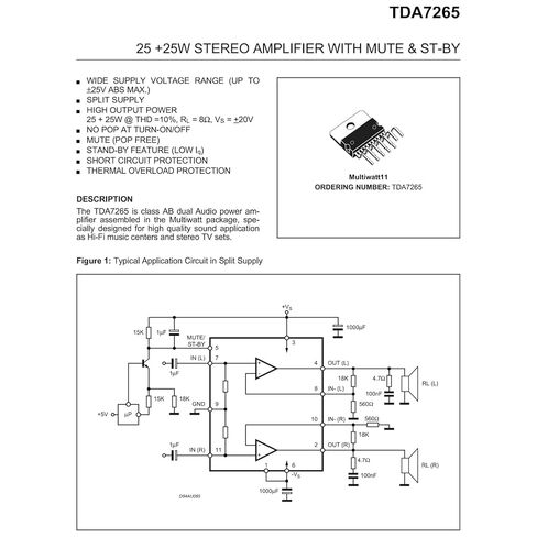 TDA7265 Stereo Audio Power Amplifier IC (2 - Pack) - 25W×2 Output, ±6V~±18V Supply, for DIY Amplifiers, Car Audio & Audio Projects in Saudi Arabia